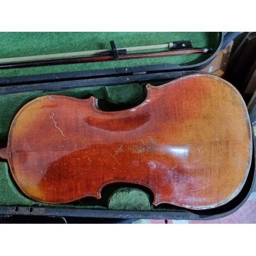 203 - A superb antique willow violin, stroll, fingerboard and tail piece all in very good condition. Comes... 