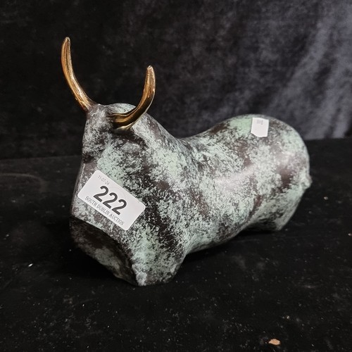 222 - Star Lot : A gorgeous heavy bronze figure of a bull showcasing wonderful patina throughout. Great we... 