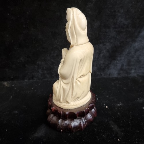 230 - Star lot..A wonderful antique bone carving of a Chinese Guanyin (Maternal Goddess). Highly detailed ... 