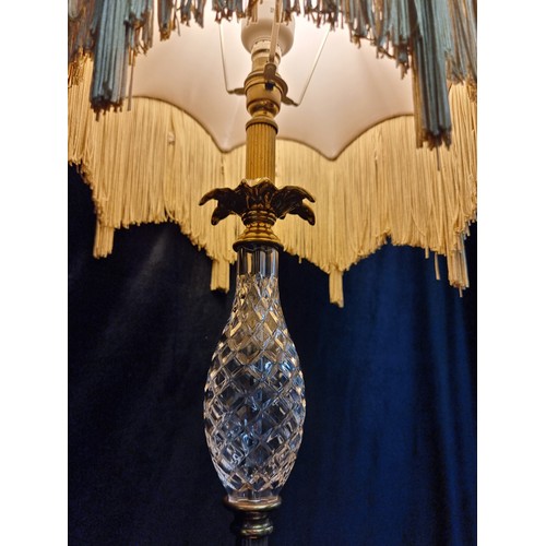 259 - A very elegant brass and crystal pineapple table lamp with beautiful Victorian style fringed shade. ... 