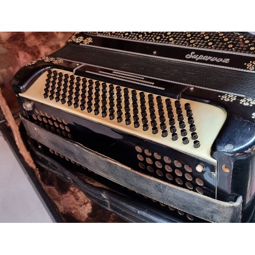 417 - Super Star Lot: A unique Ranco Antonio Supervox 120 Bass Accordion with lined hard carry case. This ... 