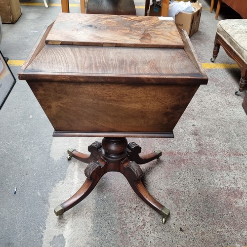 480 - Star lot : A gorgeous 19th-century Regency mahogany cellarette with pedestal base, brass castor whee... 