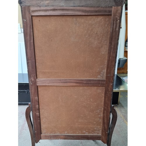 496 - Star lot : An Antique French satinwood display cabinet with very expensive and hard to make curved g... 