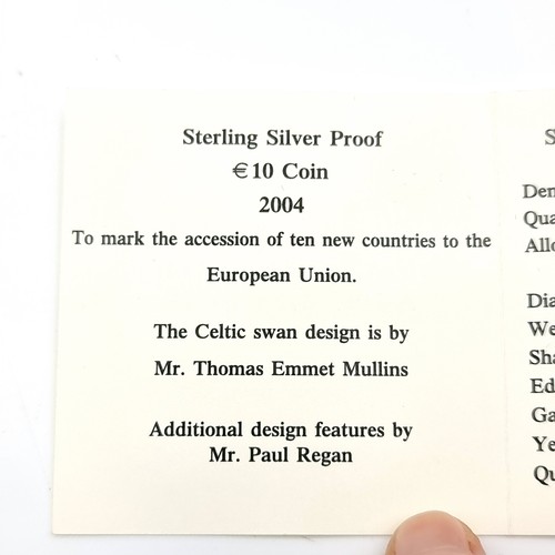 1 - A sterling silver proof ten euro coin dated 2004. Weight - 28.28 grams. To mark in the accession of ... 