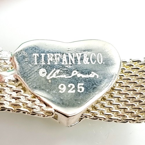 3 - A very nice example of a brand new Sterling Silver Tiffany & Co. mesh bracelet with heart design. We... 