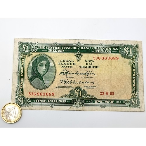 11 - A Lady Lavery one pound note dated 23.6.65. Note in very clean condition.