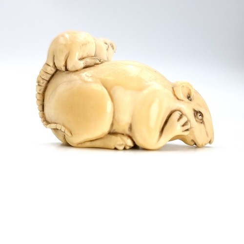 501 - A most attractive original Japanese carved antique bone Netsuke (two holes) in the form of a mother ... 