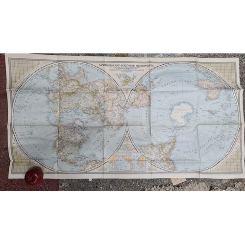 946 - Three vintage binders of National Geographic world maps from the 1940's and 1950's. Approx. over 40 ... 