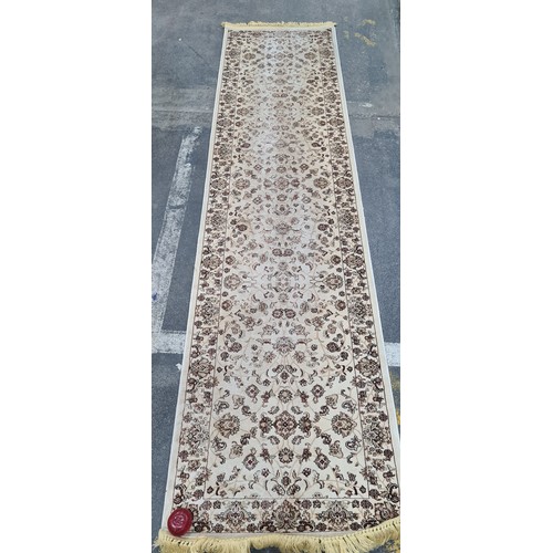 1011 - Star Lot : A very soft Belgian Floor rug /runner. Lovely cream muted colours and in every good condi... 