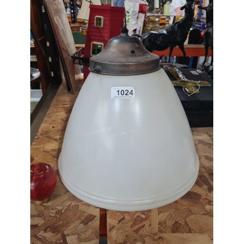 1024 - Star Lot : A fabulous large antique white glass hanging light with a copper fitting. Great scale and... 