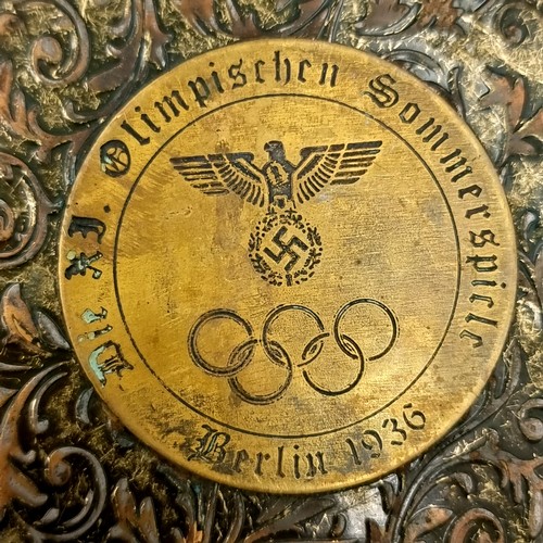 1053 - Star lot : A fascinating 1936 German Olympics double sided metal cigarette case, Berlin. Stamped 