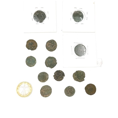 1066 - A collection of 13 roman coins. Including three card examples, two with the emperor Constantias II.