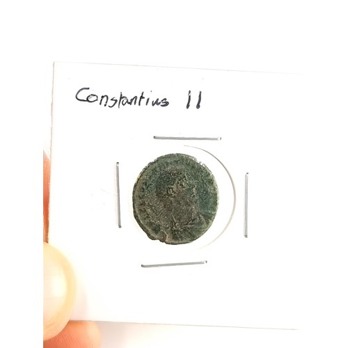 1066 - A collection of 13 roman coins. Including three card examples, two with the emperor Constantias II.