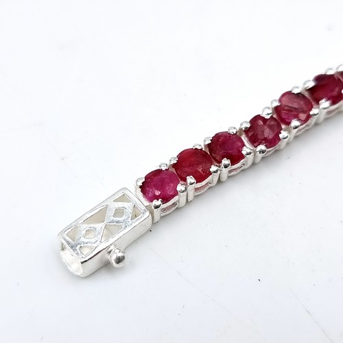 17 - Star Lot : An excellent example of a 17 gram natural Ruby tennis bracelet, set in sterling silver.  ... 