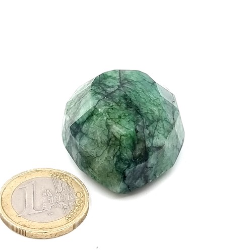 56 - Star Lot : A very large facet cut teardrop natural emerald of 199 carats. Comes with certificate of ... 