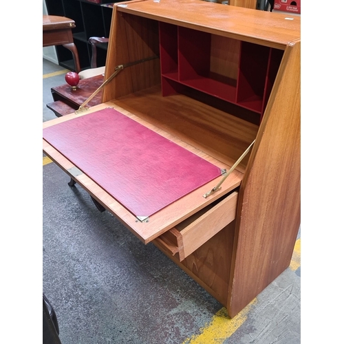 450 - Star lot : A fabulous Mid-Century Modern teak writing bureau from Remploy, 1960's with a fold-down d... 