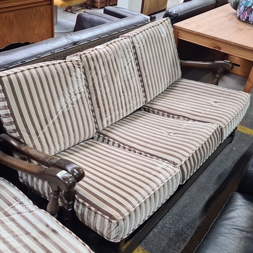 477 - A lovely Ercol 3 piece suits circa 1960s In very nice condition with striped fabric cushions. Super ... 