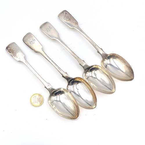 42 - Star Lot A nice collection of four Irish silver Victorian tablespoons. Hallmarked Dublin. Set with i... 