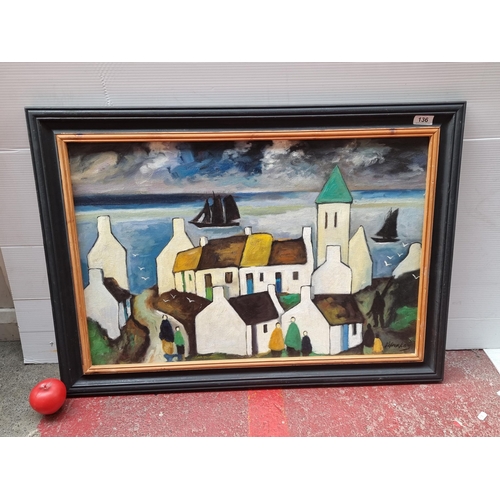 136 - Super Star Lot: An admirable large original oil on board painting after the renowned Irish Artist 'M... 