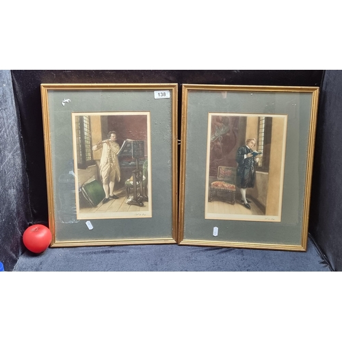 138 - Star Lot: A pair of lovely Walter Alfred Cox (1862-1908) colour mezzotint engravings of original oil... 