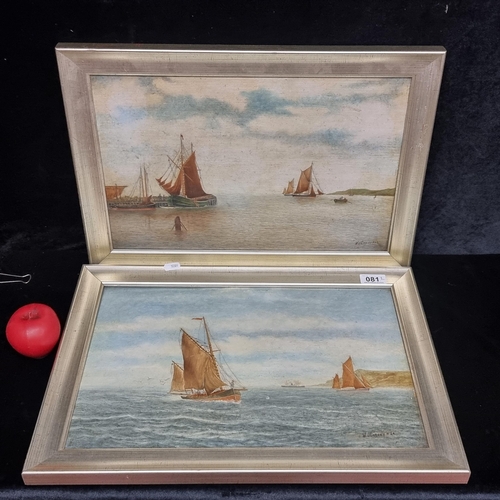 81 - A pair of original very handsome oil on board paintings. Features nautical / marine scenes with sail... 