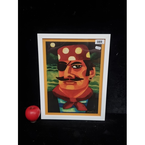 89 - A high quality print of a Graham Knuttel painting titled 'Aye Aye Captain'. Housed in a white wooden... 