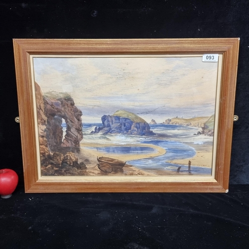 93 - An attractive original early 20th century watercolour on paper painting featuring a rocky coastal la... 