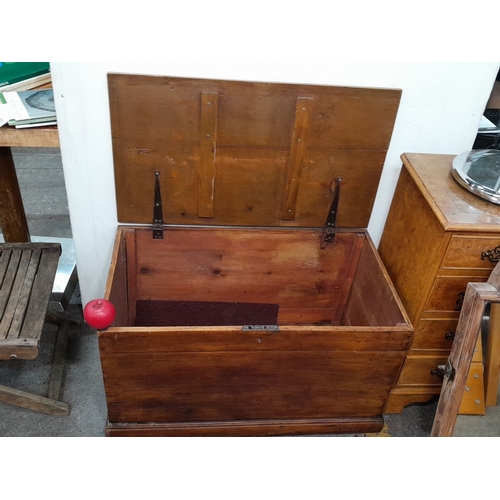 603 - Star Lot : Antique wooden storage chest, crafted from solid wood with hinged lid. From the early 20t... 