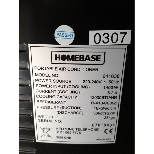 608 - Homebase Portable Air Conditioner, Model 641638. Power Input: 1400W, Cooling Capacity: 12000 BTU/HR,... 