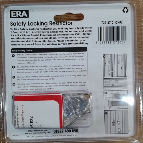 637 - Set of four ERA Safety Locking Restrictors. These devices are compliant with BS EN 16281. Suitable f... 