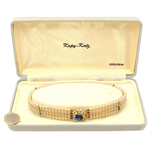 539 - A necklace designed by Copy Katz to replicate a Princess Diana sapphire and pearl choker. Comes with... 