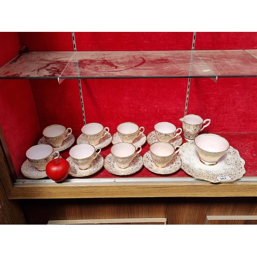 367 - A very pretty gilt Royal Stafford 19 piece tea set.