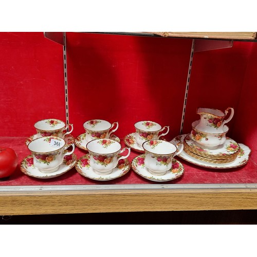 368 - A complete 21 piece Royal Albert Old Country Rose Tea set.