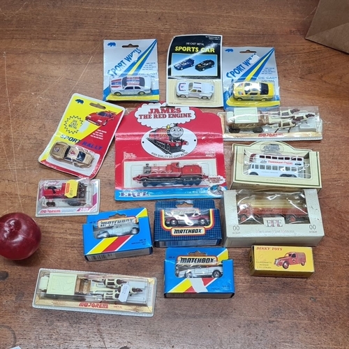 718 - Collection of 14 Die-Cast Model Vehicles. Includes brands such as Matchbox, Majorette, Dinky Toys, a... 