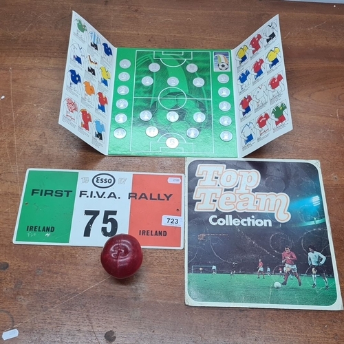 723 - Assorted vintage football and rally memorabilia, including a 