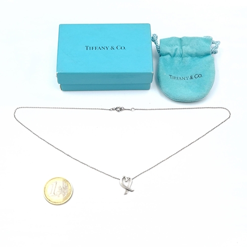 591 - An original Tiffany & Co. pendant silver necklace with chain. Pendant marked Tiffany & Co., Length o... 