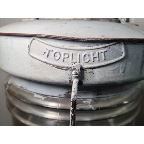 659 - Star Lot : A fabulous Pair of vintage double 'Toplicht' marine lanterns with metal casings and glass... 