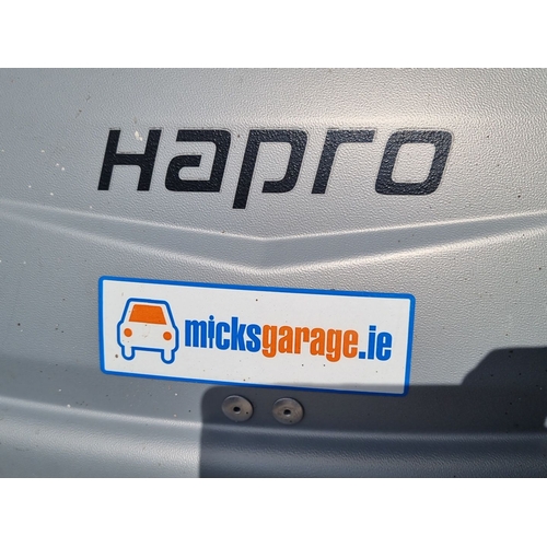 689 - A large Hapro Carver rooftop cargo box, silver. with keys. Hapro examples retail for €399+