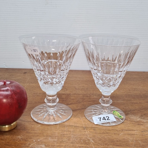 742 - Pair of Waterford Crystal goblets, featuring intricate cut patterns and original Waterford sticker. ... 