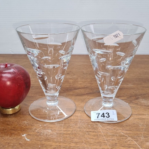 743 - Pair of Waterford crystal large wine  glasses in the 