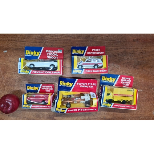 755 - Set of five boxed Dinky Die Cast Toys includes: Princess 2200HL Saloon, Police Range Rover, Bedford ... 