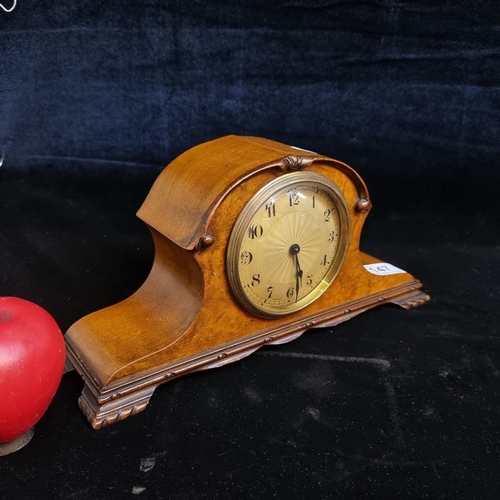 147 - A super early 20th century great looking walnut case Swiss made Buren mantle clock. Wonderful bevel ... 