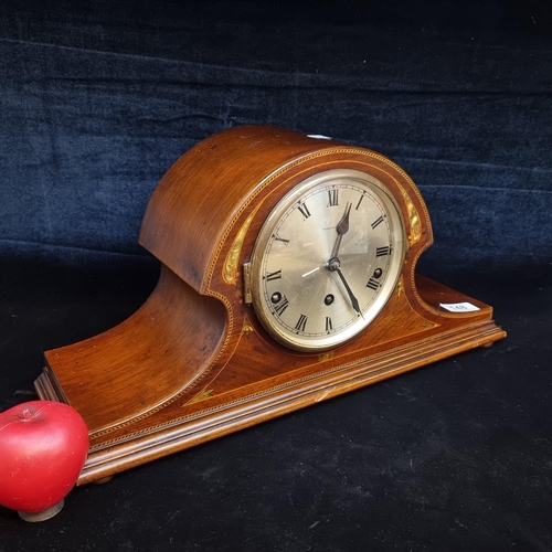 148 - A stunning very handsome antique Henderson 8 day striking mantle clock with satinwood and mother of ... 