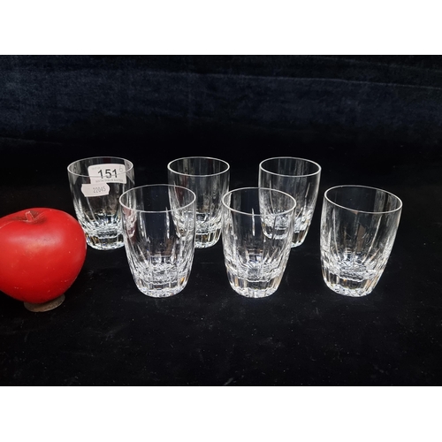 151 - A stunning set of 6 crystal whiskey tumblers / glasses. All in excellent condition.