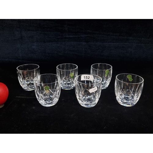 152 - A fabulous set of 6 Waterford Crystal whiskey tumblers / glasses in the Kildare pattern. Original st... 