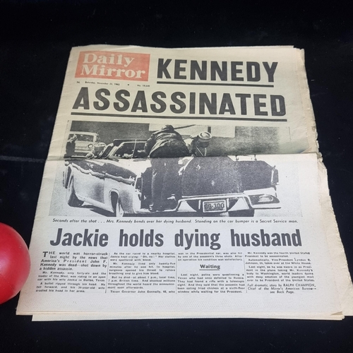 155 - An original 1963 Daily Mirror newspaper with JF. Kennedy Assassination headline.