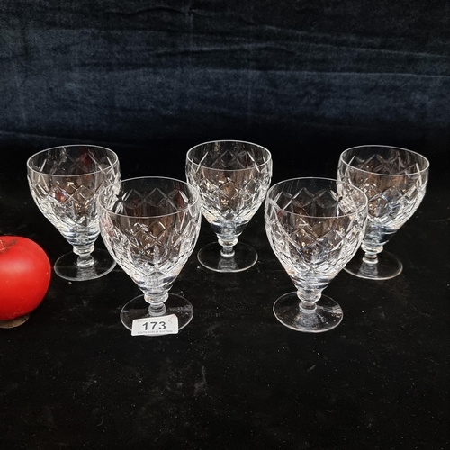 173 - A lovely set of five large Webb Corbett glasses. All in good condition retaining acid marks to base.