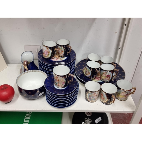 185 - A large antique 36 piece set of Victoria Carlsbad Austria porcelain including cups, saucers, milk ju... 