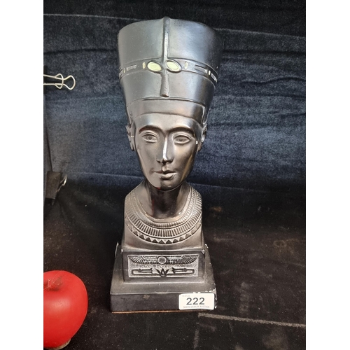 222 - A large hand painted stone bust of Queen Nefertiti.