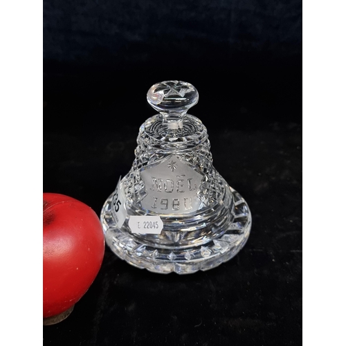 235 - An adorable Waterford Crystal Christmas themed bell with etched inscription reading 